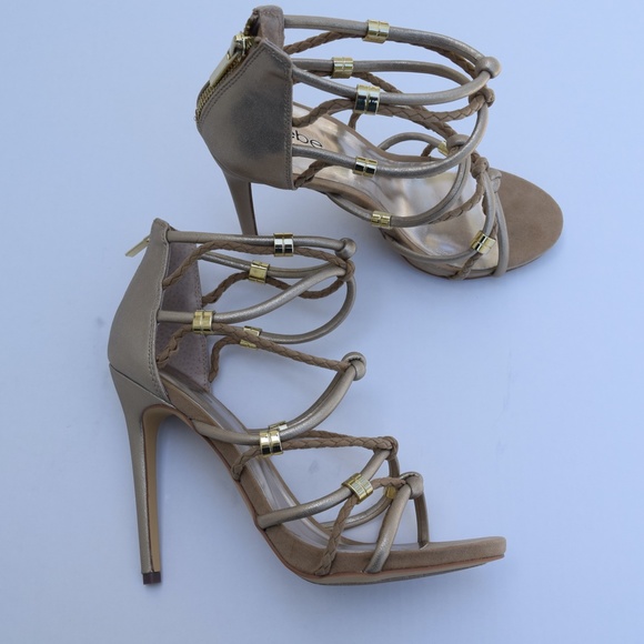 Womens BEBE Gold High Heel Sandal Size 9 - Picture 4 of 5